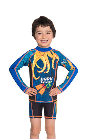 Traje de Baño de Manga Larga para Niño con Motivo de Surf Waves / Ref 515