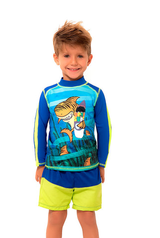 Traje de Baño de Manga Larga para Niño con Motivo de Surf Waves / Ref 515