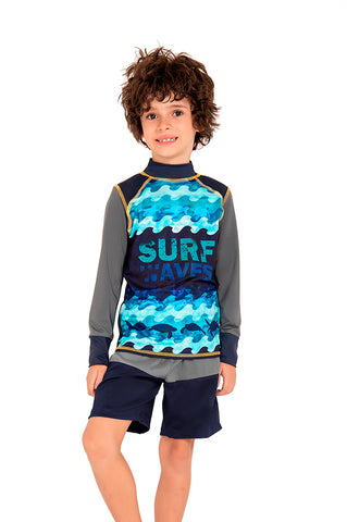 Vestido de baño dos piezas para niña con estampado de chica surf / Ref 821